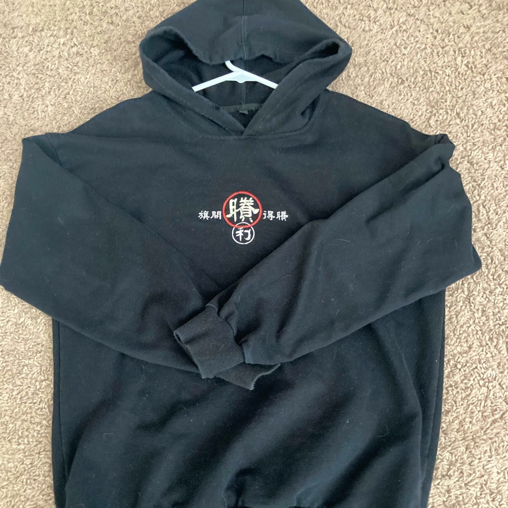 Black graphic hooded sweatshirt